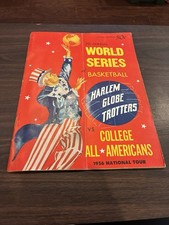 1956 Harlem Globetrotters World Series Basketball Program W/ Ticket Stub picture