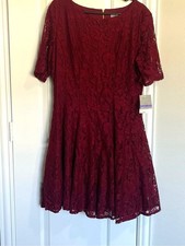 Danny & Nicole Burgundy Romantic Lace Fit-and-Flare Semi-Formal Party Dress 18 picture
