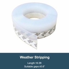 16FT/5M Weather Stripping Door Seal Strip Self Adhesive Silicone Bottom Stopper picture