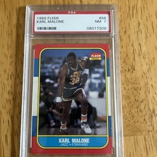 1986 FLEER #68 KARL MALONE ROOKIE RC PSA 7 picture