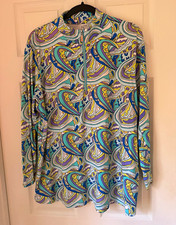 Lulu B Women’s Plus 1X rare Multicolor Paisley Mock Neck 3/4 Zip full sleeves picture