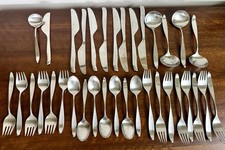 35 Pieces Lauffer Design 2 Stainless Flatware Japan, Norway, Vintage, Pre Owned. picture