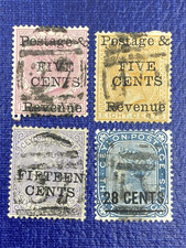 Ceylon 1885-1887, Queen Victoria Overprints, SC# 117, 118, 123, 127, used hinged picture