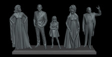 Bewitched family: Sam, Darrin, Andora, Tabitha, Maurice + Sam in cartoon style. picture