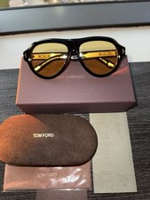 Tom Ford Icon TF1225 Pilot Sunglasses Black And Yellow Lenses picture