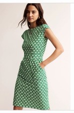 Boden Size-4R Womens Florrie Jersey Dress Cotton Green Short Sleeve picture