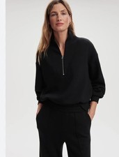 Varley Davidson 1/4 Zip Pullover Womens Xl Black Cropped Double Soft Sweatshirt picture