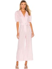NWOT Org.$269 FAITHFULL THE BRAND Frederikke Belted Pink Linen Jumpsuit US4 picture