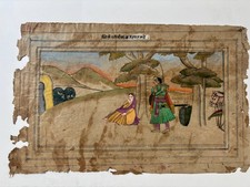 Old Indian Ragamala Folk Miniature Painting Man Woman Horse Hand Painted Art picture