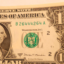 2017 $1 Fancy Serial Number  Repeater Note  264 44 264 picture
