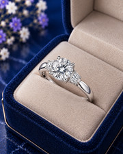3.88 Ct IGI Certified Lab Grown Diamond Engagement Ring Round Cut 14k White Gold picture