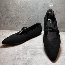 NEW VIVAIA Aria Pointed‑Toe Mary Jane Flats Shoes Black Knit Size 39.5/ 8.5 picture