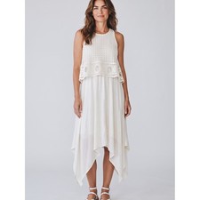 Alyx women's off white Crochet-Overlay Handkerchief Hem Dress picture