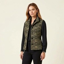 Arlene Wohl VTG Hand-Woven Tapestry Vest Funnel Neck Quiet Luxury Art-to-wear M picture