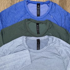 Lot Of 3 Lululemon Metal Vent Tech Long Sleeve Shirt Men’s Large Blue Green picture