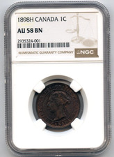 1898-H CANADA 1 Cent Queen Victoria NGC AU 58 BN,  picture