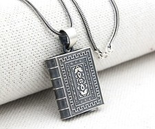 Turkish 925K Silver Amulet Taweez Holder Locket Prayer Box Men Necklace # 471 picture