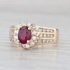 1.77ctw Ruby Diamond Halo Ring 14k Yellow Gold Size 8 picture