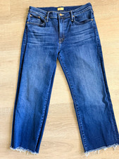 MOTHER Lil Mid Rise Rambler Jeans Sz 31 “Taking Chances” Wash Frayed Hem EUC picture