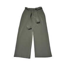 NWT Quince Stretch Crepe Paperbag Pant Olive Green Wide Leg  Womens 4 W28 L27 picture