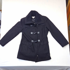 Coldwater Creek Women's Black Mid-Length Toggle Coat Long Sleeve Pockets Size L picture