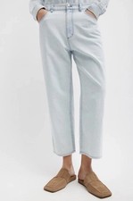 TIBI 27 Summer Denim Cropped Slouchy Cargo Jean Bleached Very Light Weight Jeans picture