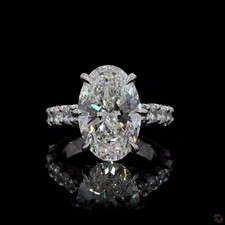 4ct Oval Lab Grown Diamond Ring 14K White Gold Pave E VVS2 IGI picture