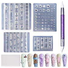Laza 4pcs Silicone Nail Art Molds, 3D Virgin Mary, Mirror Frame, Heart, Bowkn... picture