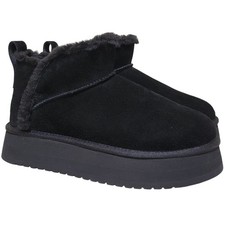 Koolaburra Women Koola Ultra Mini Platform Ankle Booties Size US 8 Black Suede picture