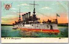 c1900 USS PENNSYLVANIA ACR-4 Armored Cruiser US Navy Ship Postcard Unmailed SAW picture