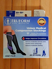 Truform Compression Stockings 20-30 Black Large Firm Below Knee Closed Toe picture