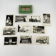 Vintage 1933 Chicago Worlds Fair Genuine Photographs Mini Photo Set 10 w Sleeve picture