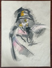Paul Cézanne Drawing on old paper (Handmade) signed & stamped artwork picture