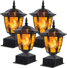4 Pack Solar Flame Post Cap Lights Outdoor Flickering Waterproof Fence Deck Lamp picture