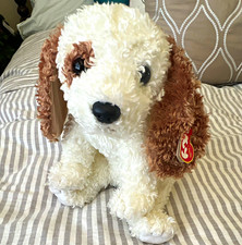 Ty Classic Dog Plush Beanbag Stuffed Animal White & Brown w/ Hang Tag 2002 picture