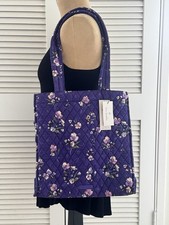💜Vera Bradley 3-piece Bag & Accessory Set Purple Wild Roses Floral Tote NEW NWT picture
