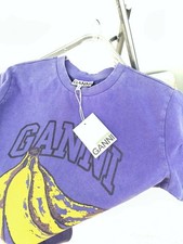 Ganni Women's Purple banana Printed Graphic Short Sleeve Crewneck T-Shirt picture