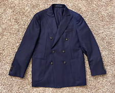 Suitsupply Navy Wool Grenadine Blazer Unlined Double Breasted Notch Lapel 42R picture