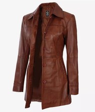 Women's Vintage Distressed Brown Sheep Leather Blazer Butter Soft Leather Jacket picture