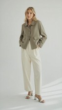 Luisa Cerano Women's Olive Green 100% Cotton Blazer Jacket Pockets Size 16 NWOT picture
