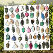 Exclusive  Agate & Mix Gemstone 925 Sterling Silver Plated 25 PCs Pendants Lot picture