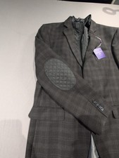The Savile Row Co. Aberdeen Jacket Sz 44R Charcoal Plaid Slim Classy and Sporty picture