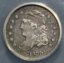 1835 Capped Bust Half Dime ANACS VF 30 Small Date Large 5 Silver 5c Variety picture