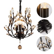 Elegant Black Crystal Chandelier Modern Ceiling Light Pendant Lighting Fixture picture