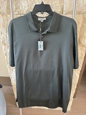 Canali NWT Short Sleeve Polo Shirt Size 54 US Medium in Green 100% Cotton picture