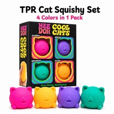 NeeDoh Teenie Cool Cats 4-Pack Schylling Squishy Kittens Fidget Stress Toy NIB picture