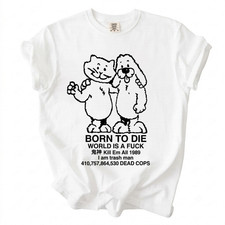 Funny Meme T-Shirt Cursed Sad Cartoon Friends Born to Die Graphic Vintage Tee picture