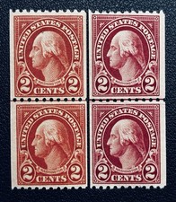 US Stamp, Scott #606 & 606a Line Pairs, 1923 2c Washington / Mint NH OG SCV $775 picture