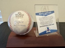 A. J. Hinch Signed Official 2017 World Series MLB Baseball Beckett COA Astros picture