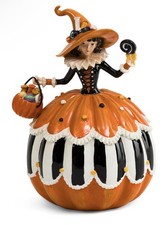 Bella Lux Halloween Witch Girl Pumpkin Candy Figurine 11 inch Figure New Orange picture